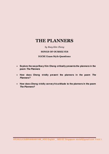 THE PLANNERS  by Boey Kim Cheng