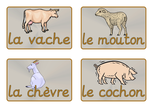 French Animal Vocabulary Cards