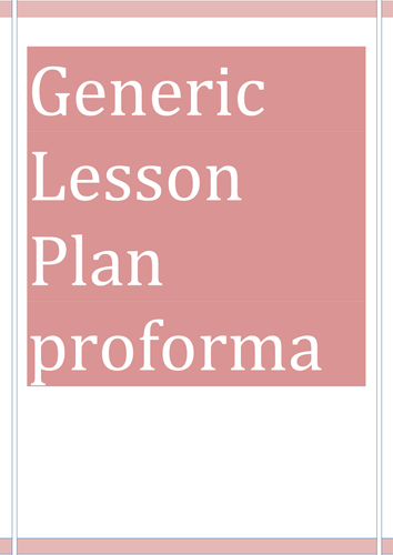 Lesson Plan Template - Generic 
