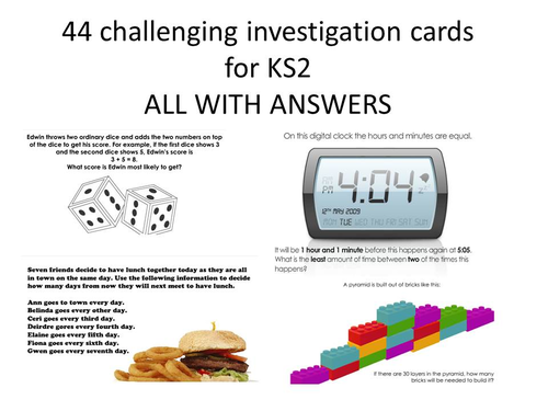 CHALLENING KS2 INVESTIGATION CARDS