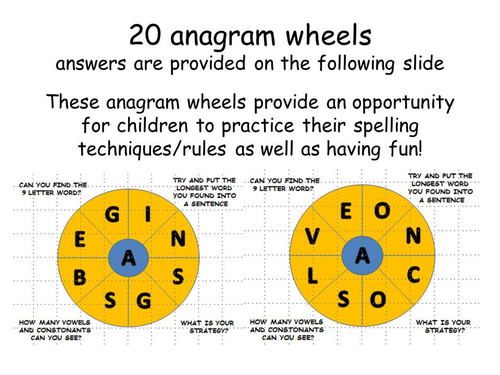 20 anagram wheels - fun spelling game!