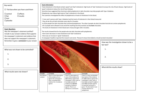 QWC Writing Frame with picture prompt - Cholesterol