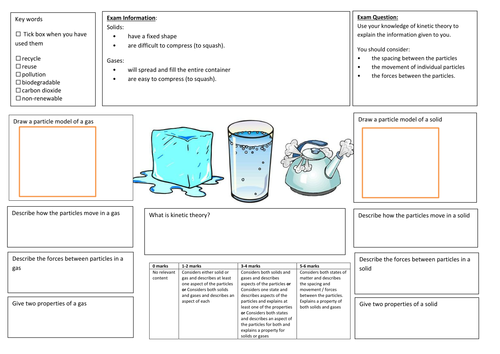 QWC Writing Frame with picture prompt - Kinetic Theory