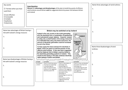 QWC Writing Frame with picture prompt - Wind Turbines