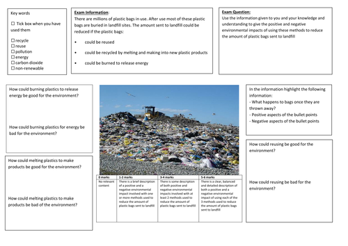 QWC Writing Frame with picture prompt - Plastic Bags