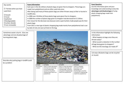 QWC Writing Frame with picture prompt - Plastic Bags (Landfill)
