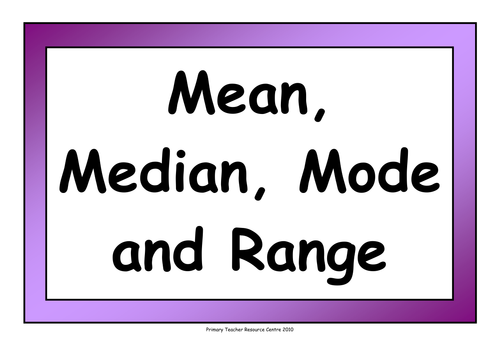 Mean, Mode, Median & Range Poster Display Pack