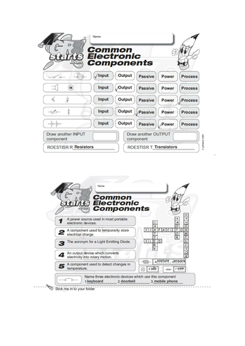 Lesson Starters for Electronics and Systems and Control - Common Electronic Components