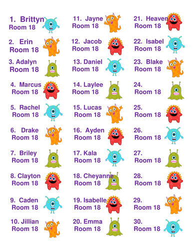 Monster Themed Classroom Labels - Editable