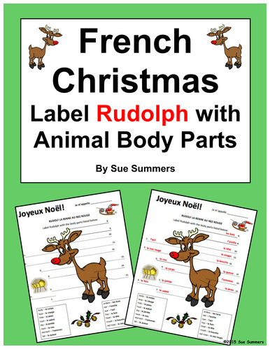 French Christmas / Noel Label the Reindeer with Animal Body Parts ...