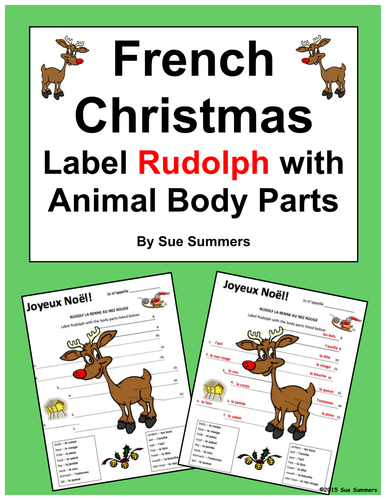 French Christmas / Noel Label the Reindeer with Animal Body Parts