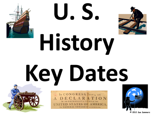 U.S. History Key Dates Powerpoint & Class Signs / Bulletin Board