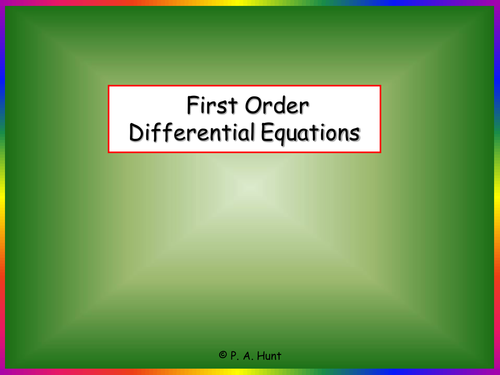 First Order Differential Equations