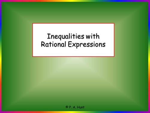 Inequalities Involving Rational Expressions