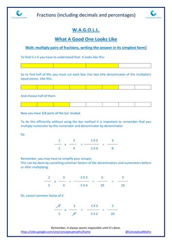 New Curriculum Year 6 Fractions: multiply pairs of fractions