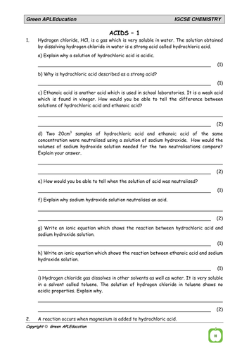 IGCSE Chemistry Questions  Package