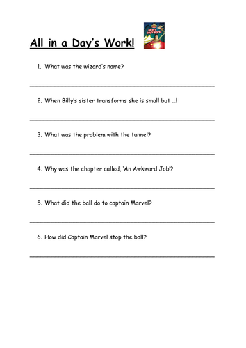 All in a Day's Work comprehension questions