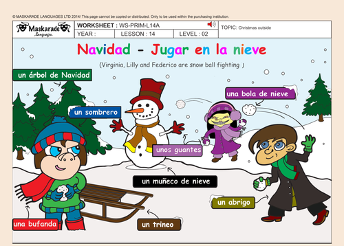 SPANISH-ALL-ABOUT-CHRISTMAS FOR Y4-Y5: Christmas decorations/ Song lyrics/Quiz/Cut-out masks/ Poster