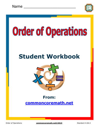 Order of Operations 8 Page Study and Practice Guide; Aligned with NCCS Math 5.OA.1;