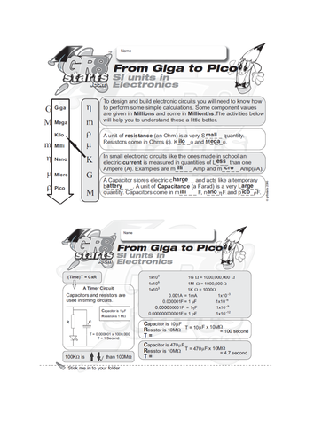 Lesson Starters for Electronics and Systems and Control - Electronic Notation