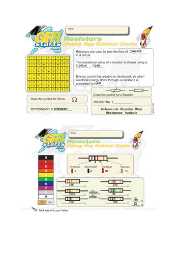 Lesson Starters for Electronics and Systems and Control - Resistor Colour Codes