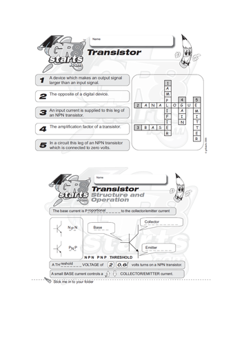 Lesson Starters for Electronics and Systems and Control - The Transistor