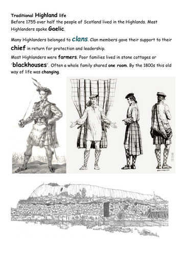 Desperate Journey Resources  Highland Clearances   worksheets  aimed at P6/5 but easily adapted