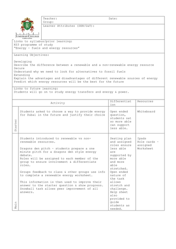 Energy Resources Renewable Energy Debate