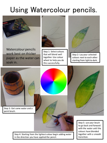 Using watercolour pencils to colour blend