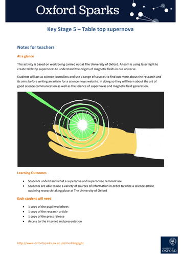 Shedding Light on the Situation - KS5: Table-Top Supernova