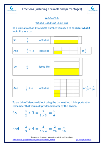 New Curriculum Year 6 Fractions: divide fractions by whole numbers