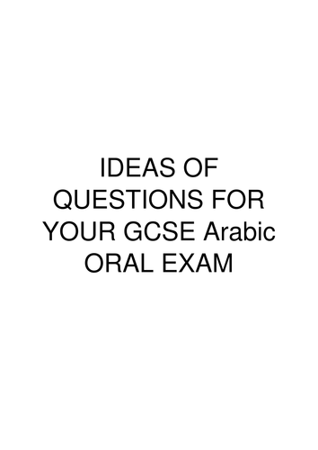 Arabic Speaking Exam sample questions