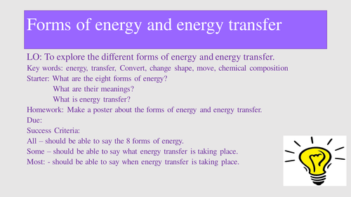 Forms of energy and energy transfer | Teaching Resources