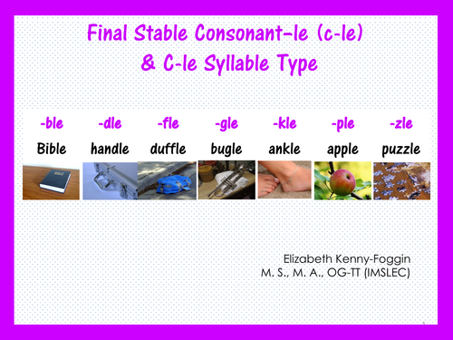Know the Code: Syllable Type "c-le" 
