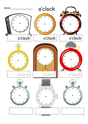 telling the time analogue faces 12 times to practise