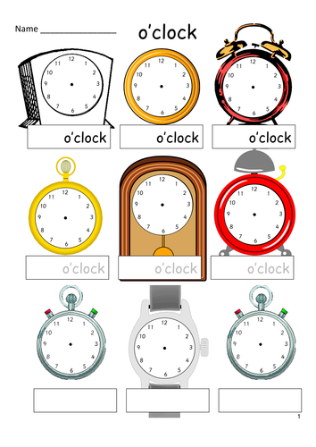 Telling the Time - analogue faces - 12 times to practise - o'clock, half-past, quarter past/to etc.