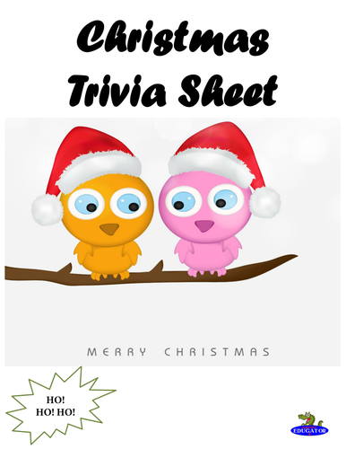 Christmas Trivia Sheet