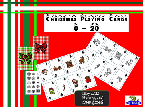 Christmas Playing Cards - Numbers 0 -20