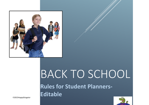 Back to School Rules for Student Planner