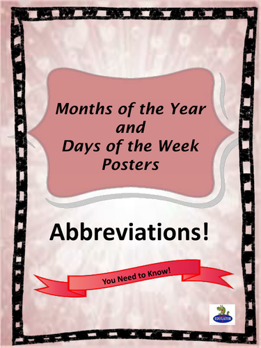 Months of the Year and Days of the Week Abbreviations - 2 posters