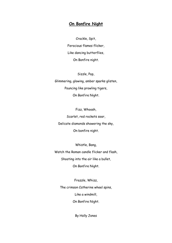 Firework poem - Bonfire Night | Teaching Resources
