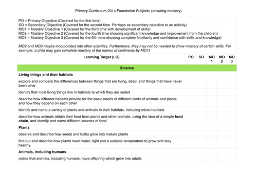 Year 2 Foundation subjects coverage mastery 
