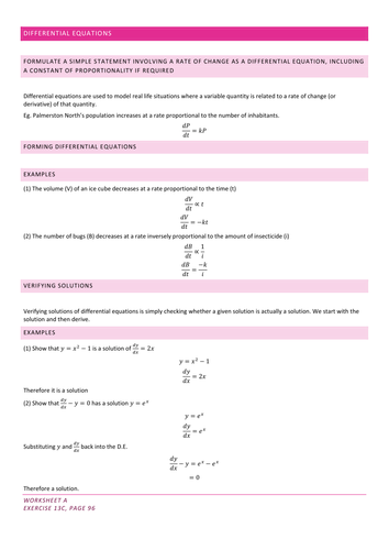Full Teaching Notes for A2 Differential Equations