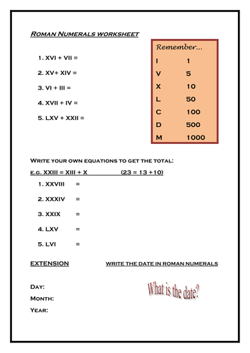 Roman Numerals addition worksheets by Sdethick - Teaching ...