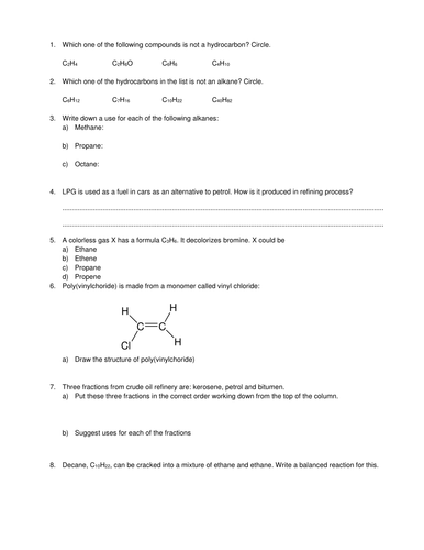 CIE-IGCSE-Chemistry Organic Chemistry | Teaching Resources