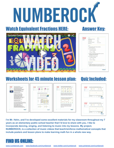  Equivalent Fractions: Worksheets for Math Music Video 