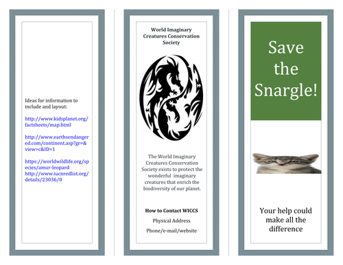 Save the Snargle - informative and persuasive writing for Year 7