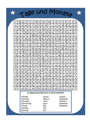 German Vocabulary Word Search and Activity Pack