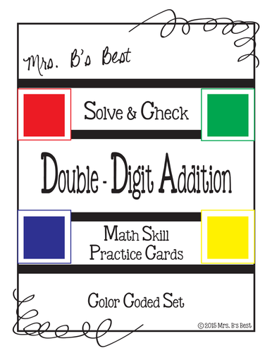 Solve & Check Color Coded: Double-Digit Addition with some Regrouping
