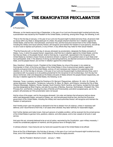 Emancipation Proclamation: With Questions